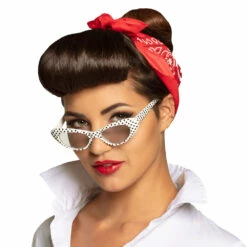 Lunettes Pin Up Blanches à Pois Noirs - Viva La Fiesta