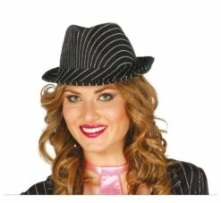 Borsalino Noir Avec Rayures Grises - Viva La Fiesta