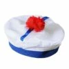 Beret De Marin Blanc Avec Pompon Rouge - Viva La Fiesta -VIVALAFIESTA Soldes 3347 Beret de marin blanc avec pompon rouge