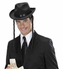 Toque De Rabbin Réaliste Avec Papillottes - Viva La Fiesta -VIVALAFIESTA Soldes 3581 Toque de rabbin realiste avec papillottes