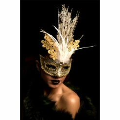 Loup Broderie Et Plume Doré Luxe - Viva La Fiesta