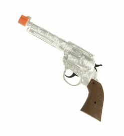 Pistolet De Cowboy Argent Metallique - Viva La Fiesta