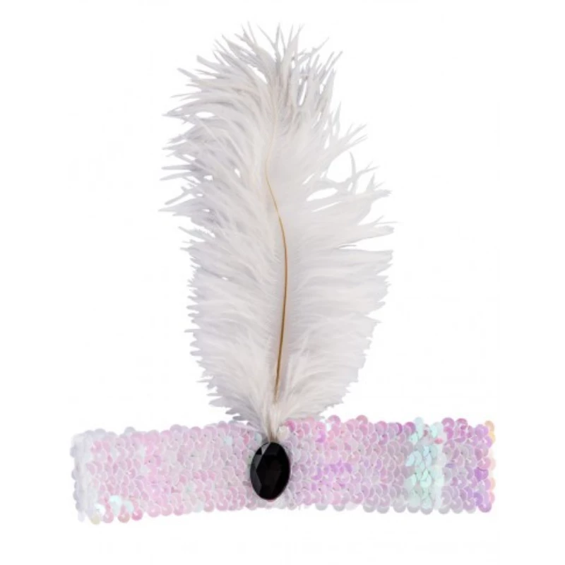 Bandeau Plume Charleston Blanc - Viva La Fiesta 4 Bandeau Plume Charleston Blanc - Viva La Fiesta – Image 2