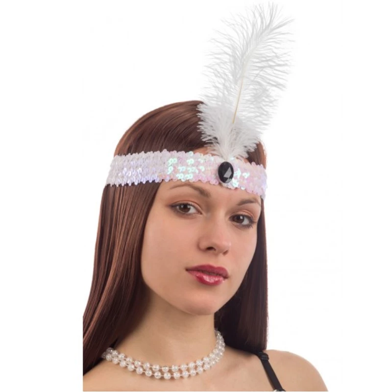 Bandeau Plume Charleston Blanc - Viva La Fiesta 3 Bandeau Plume Charleston Blanc - Viva La Fiesta