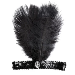 Bandeau Plume Et Sequins Noir - Viva La Fiesta