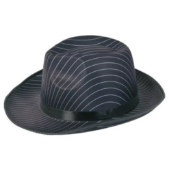 Borsalino Noir à Rayures Grises - Viva La Fiesta