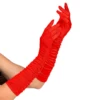 Gants En Satin Plissés Rouge - Viva La Fiesta - Montpellier -VIVALAFIESTA Soldes Gants en satin plisses rouge