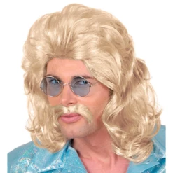Perruque Et Moustache 70's Blond - Viva La Fiesta